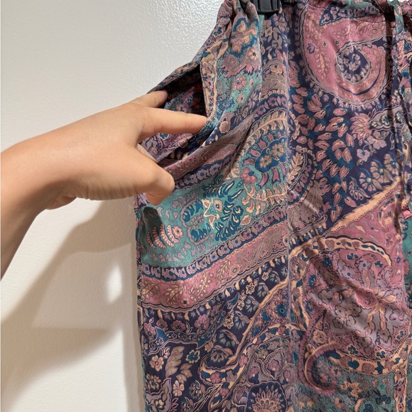 VTG Victoria’s Secret 100% Silk Straight Pants Paisley Medium Large Loungewear - Picture 10 of 11